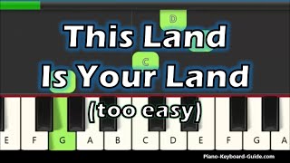 Woody Guthrie  This Land Is Your Land Right Hand Slow And Easy Piano Tutorial [upl. by Meggy]