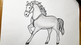 How to draw a horse easy step by step  Easy horse drawing [upl. by Latona]