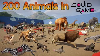 200 Animals in Squid Game Red Light Green Light included Elephant Mammoth Hippo Rhino amp Tiger [upl. by Kcirderfla]