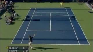 USO 05 SF Federer vs Hewitt Highlights Pt1 [upl. by Anaert]