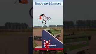 Professional stunt cyclist showing relative motion concept physics [upl. by Moriarty]