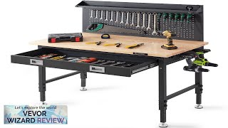 VEVOR Workbench Adjustable Height 28395quot Work Bench For Garage Oak Plank Review [upl. by Sanfred]