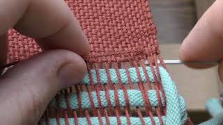 Hem stitching on rigid heddle loom  beginning [upl. by Allred]