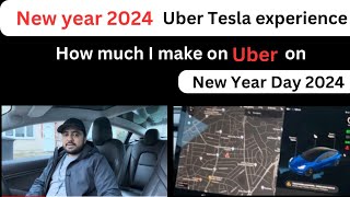 Uber on Tesla on New year 2024  How much I make on Uber on New Year day 2024Uber driver in UK [upl. by Sheline]