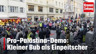 ProPalästinaDemo Kleiner Bub als Einpeitscher  kronetv NEWS [upl. by Eimia609]