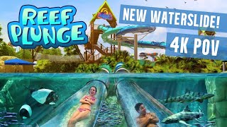 New Reef Plunge Water Slide POV at Aquatica Orlando  SeaWorlds Water Park [upl. by Initirb680]