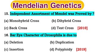 Mendelian Genetics  Genetics mcq  Genetics mcqs  Part 1 [upl. by Esined156]