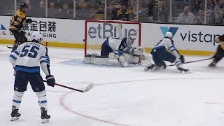 Connor Hellebuyck gets full extension to rob Bergeron [upl. by Trik]