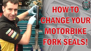 How to change fork seals in traditional right way up motorcycle forks [upl. by Aicinod]