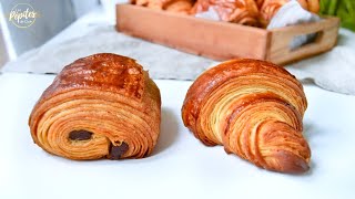 Pâte levée feuilletée  Pains au chocolat et Croissants [upl. by Odlareg]