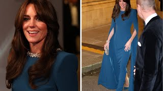 Kate Middletons Regal Blue Safiyaa Gown Steals the Show at Royal Variety Performance [upl. by Gwenni]