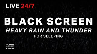 🔴 Heavy Rain and Thunder Sounds for Sleeping  Black Screen  Thunderstorm Sleep Sounds Live Stream [upl. by Lieberman646]