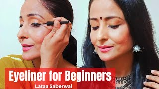 Easy Eyeliner Tutorial for Beginners  Lataa Saberwal  How to Apply Liquid Eyeliner for Beginners [upl. by Edmonds316]