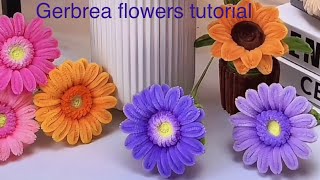 Gerbera flowers tutorial in chenille stem pipe cleaner handcraft easy diy flower gift ideas [upl. by Urbanus]