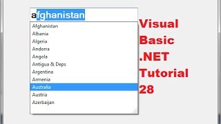 Visual Basic NET Tutorial 28  AutoComplete ComboBox and a TextBox in VBNET [upl. by Gerkman15]