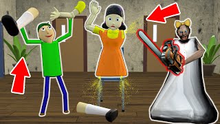 Experiments on Squid Game vs Granny vs Baldi  funny horror animation Compilation 59 [upl. by Ennoira]