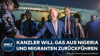 STAATSBESUCH IN NIGERIA Kanzler Scholz spricht über Migration und Energie [upl. by Enaht]