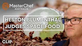 Heston Judges SpaceThemed Desserts  MasterChef Australia  MasterChef World [upl. by Darrej336]