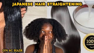 The results were unexpected😯 I tried viral Japanese straightening hair treatment on my type 4 hair [upl. by Melita]