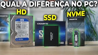 QUAL A DIFERENÇA ENTRE HD SSD E SSD M2 NVME NO PC TESTE PRÁTICO [upl. by Eelrak344]