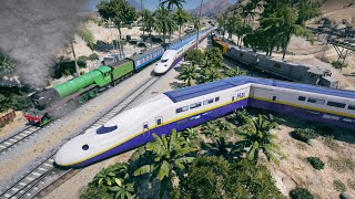 SHINKANSEN E4 meets old Trains with 2 Trains 2 Tracks  Grand Theft Auto V [upl. by Lamoree30]