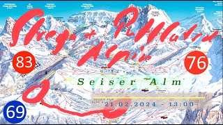 Skifahren auf der SEISER ALM Strega  Puflatsch Alpin  Euro 69│Abfahrt Nr 9 der Seiser Alm Ronda [upl. by Haidabo791]