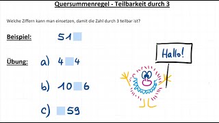 Quersummenregel Teilbarkeit durch 3 Erklärung mit Übung zu Kästchenaufgabe Teilbarkeitsregeln [upl. by Eaned176]