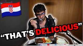 TRYING CROATIAN FOOD  Hasanabi food review [upl. by Kattie]