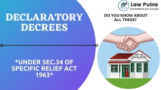 Declaratory Decrees sec34 of Specific relief act 1963 [upl. by Joice389]