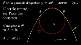 Une parabole et un cercle sont tangents… [upl. by Adnahc]