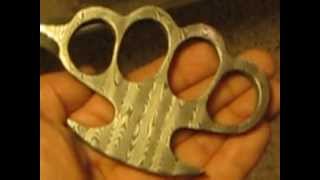 Damascus Steel Knuckle Duster Custom Made Brass Knuckles [upl. by Enineg]