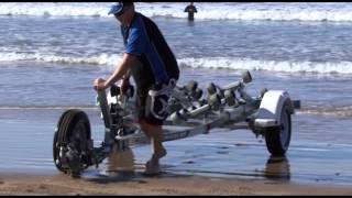 How to beach launch a boat in the surf [upl. by Shulem]