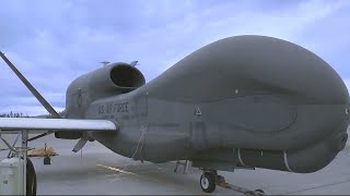 RQ4 Global Hawk Drone From Beale AFB Lands At Eielson AFB In Alaska For First Time [upl. by Sadinoel]