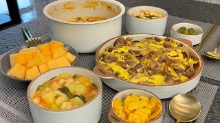 How to make delicious dumpling soup and beef fried eggs recipe [upl. by Sitoiganap]