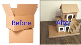 DIY Make A Home From Cardboard  How To Make Miniature Home From Cardboard Cardboard House [upl. by Ennaylloh]