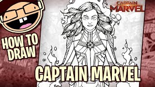 How to Draw CAPTAIN MARVEL 2019 Movie  Narrated Easy StepbyStep Tutorial [upl. by Ahsitel]