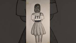 BTS Girl 💝 Easy Drawing shorts youtubeshorts bts music [upl. by Gord]