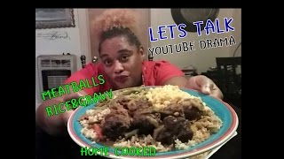 SMOTHERED MEATBALLS  RICE amp GRAVY MUKBANG  EATING SHOW [upl. by Desdee]