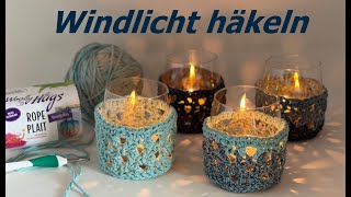 Windlicht häkeln aus ROPE PLAIT von Woolly Hugs SolidaryLights [upl. by Nahsrad]