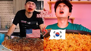 Korean VS American spice tolerance 10x spicy NOODLES Gone Wrong mukbangFunniest compilation [upl. by Georg917]