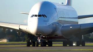 Emirates Airbus A380800 Takeoff Christchurch Airport [upl. by Nikal]