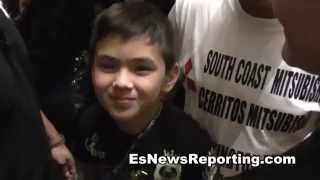 marcos maidana and floyd mayweather walk by eachother after fight  esnews boxing [upl. by Eltsyrk]