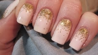 Gold ombre glitter  Złoty ombre brokat manicure  Wzory na paznokcie  Basevehei [upl. by Krik]