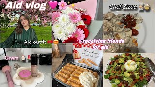 Aid vlog  receiving friends🩷 فلوغ العيد 🌙،شنو لبستميكاب💄أول عراضة ليا فداري ♥️ [upl. by Airb154]