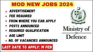 MOD Jobs Ministry of Defence Jobs 2024 Advertisement MOD apply kaise kare Qualification amp Detail [upl. by Sheryl636]