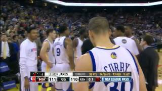 LeBron James gamewinning fadeaway 3 vs Golden State 12 Feb 2014 [upl. by Ubana]