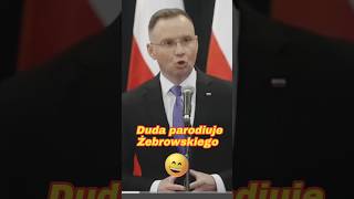 Duda parodiuje Żebrowskiego 😅 duda zebrowski wąsik kamiński [upl. by Nrubua786]