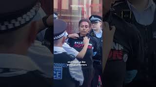 UK protesters spray red paint on proIsrael lobby group [upl. by Nevai]