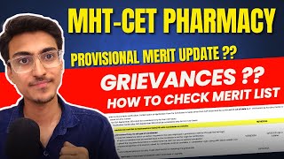 MHT CET 2024  Pharmacy Provisional Merit List Released  Grievance Window  MHTCET PCB  B Pharmacy [upl. by Yelsiap501]