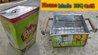 How To Make A Barbecue With Oil Can  BBQ At Home  DIY BBQ Grill 😜 [upl. by Hamal366]